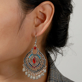 EA1238 Jewelry Hollow Ethnic Style Earrings Personalized Retro Diamond-studded Metal Water Drop Earrings for Women