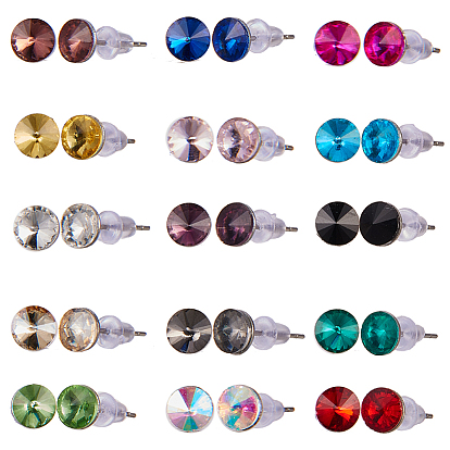 Diy pendiente haciendo, con cabujones de cristal de diamante de imitación, Configuraciones de aretes de postes de acero inoxidable 314, tuercas de oreja de plástico pendientes de espalda
