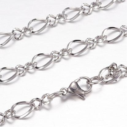 304 Stainless Steel Curb Chain Necklaces, with Lobster Claw Clasps