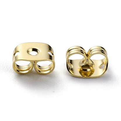 Brass Friction Ear Nuts, Ear Locking Earring Backs for Post Stud Earrings, with 3 Holes