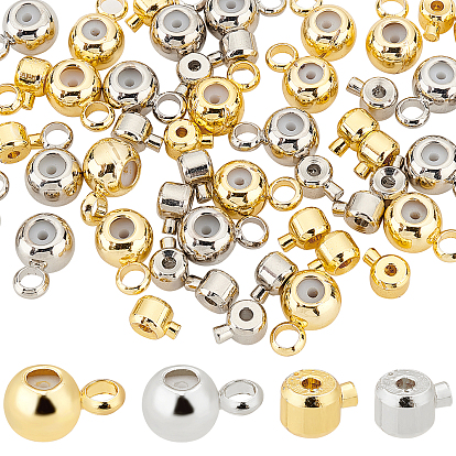 56Pcs 4 Style Brass Tube Bails & Crimp Beads, Rondelle