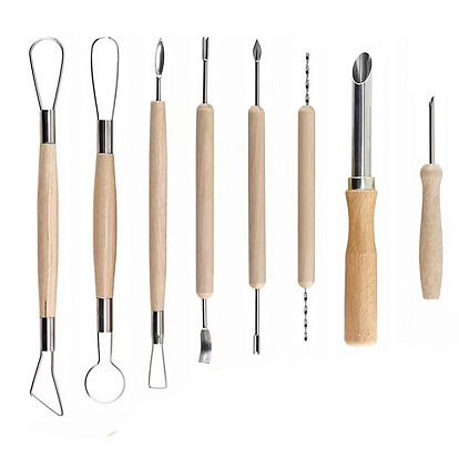 Инструменты для скульптуры из глины из нержавеющей стали, инструмент для резьбы по фарфору с деревянной ручкой