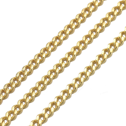 Brass Twisted Chains, Curb Chains, Diamond Cut, Soldered, Faceted, with Spool, Oval, Lead Free & Cadmium Free, about 301.83 Feet(92m)/roll