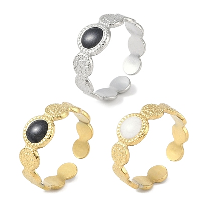 Ионное покрытие (IP) 304 Круглые манжеты с текстурированной эмалью из нержавеющей стали., открытые кольца для женщин