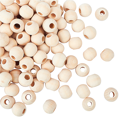 100 piezas de cuentas de madera natural, abalorios de grande agujero, barril