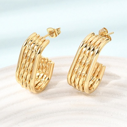 201 boucles d'oreille en acier inoxydable, boucles d'oreilles demi-créoles, 304 avec tige en acier inoxydable, placage sous vide pvd