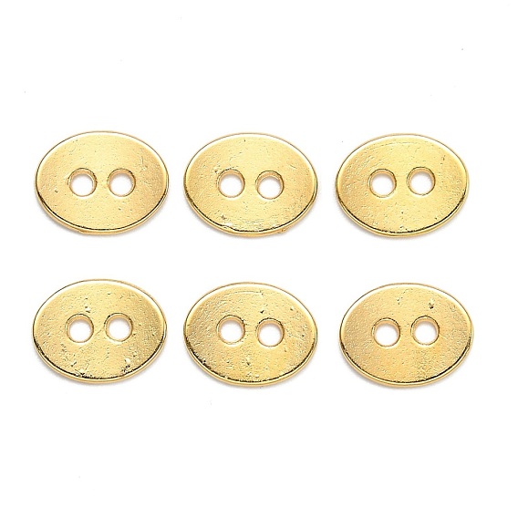 Tibetan Style Oval Buttons, Cadmium Free & Nickel Free & Lead Free, 14x11x1mm, hole: 2mm