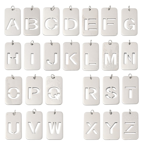 304 подвески из нержавеющей стали, с целью перехода в кольце, прямоугольник с полой буквой-подвеской, анти-тускнение, лазерная резка