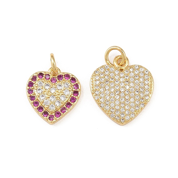 Латунные микро проложить кубического циркония подвески, сердце прелести, стойки покрытие, долговечный, без кадмия и без свинца, с целью перехода в кольце, реальный 18 k позолоченный