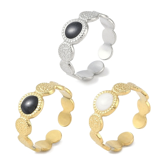 Ионное покрытие (IP) 304 Круглые манжеты с текстурированной эмалью из нержавеющей стали., открытые кольца для женщин