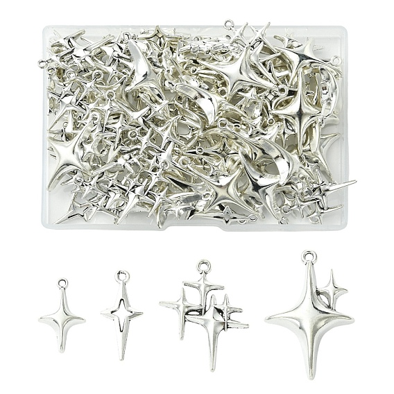 100 шт. 4 стили полые подвески из сплава в тибетском стиле, звезды прелести
