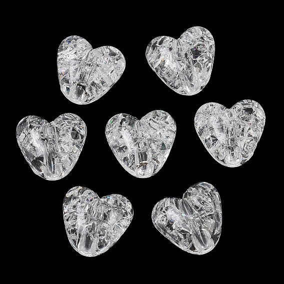 Transparent Crackle Acylic Beads, Heart