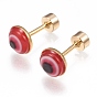 304 Stainless Steel Evil Eye Earlobe Plugs, Screw Back Earrings, with Plastic, Golden