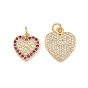 Латунные микро проложить кубического циркония подвески, сердце прелести, стойки покрытие, долговечный, без кадмия и без свинца, с целью перехода в кольце, реальный 18 k позолоченный