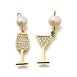 Латунные микро проложить кубического циркония подвески, чашка, стойки покрытие, долговечный, без кадмия и без свинца, реальный 18 k позолоченный, с натуральной жемчужиной