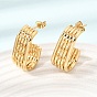 201 Stainless Steel Stud Earrings, Half Hoop Earrings, with 304 Stainless Steel Pin, PVD Vacuum Plating