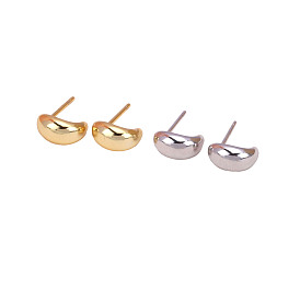 Chic Hollow Moon Stud Earrings in S925 Silver with Gold Plating for Women