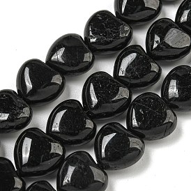 Natural Black Tourmaline Beads Strands, Heart