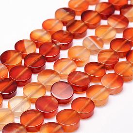 Natural Carnelian Beads Strands, Dyed & Heated, Flat Round