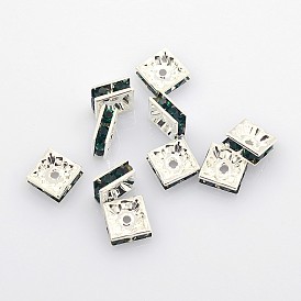 Латунные бусины разделители для поставки стразов, класс А, квадратный, без никеля , серебряные