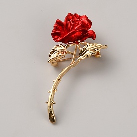 Dornige Rosenblüten-Anstecknadeln aus Legierung und Kunstharz für Rucksackkleidung, golden