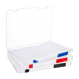 PandaHall Elite 3 Pcs 3 Colors Portable Transparent Plastic A4 File Box, Office Supplies Holder Document Paper Protector, Magazine Organizers Box Case
