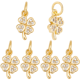 12подвески из латуни с микропаве из кубического циркония, клевер амулеты, с целью перехода в кольце, без кадмия и без свинца