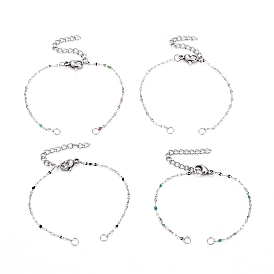 Эмалированные браслеты, с цепями из нержавеющей стали и тросовыми цепями, застежки-клешни, удлиненная витая цепочка и прыгающие кольца