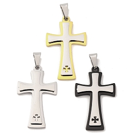 PVD Vacuum Plating 304 Stainless Steel Pendants, Cross Charm, Religion