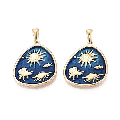 304 подвески из нержавеющей стали и эмали, подвески-самородки с узором в виде солнца и рыбок, золотые