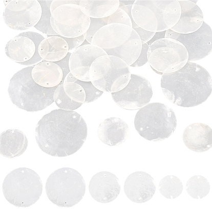 48 шт. 3 стили Capiz оболочки звенья/соединители, плоско-круглые