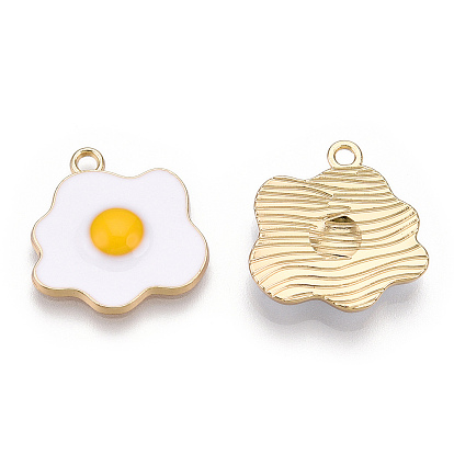 Alloy Pendants, with Enamel, Cadmium Free & Lead Free, Light Gold, Poached Egg