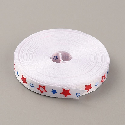 Independence Day Theme Polyester Ribbon, for Gift Wrapping, Party Decoration, Star Pattern