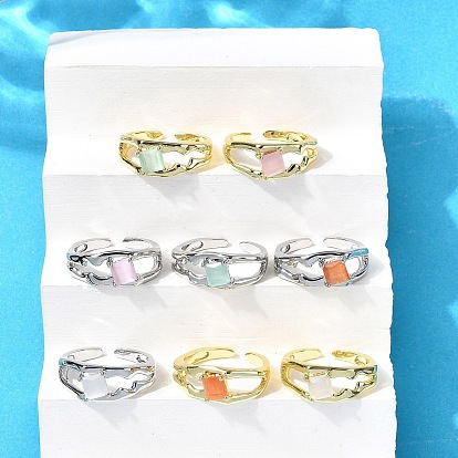 Квадратные латунные манжеты-кольца «кошачий глаз», без кадмия и без свинца, долговечный, стойки покрытие