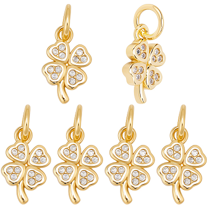 12подвески из латуни с микропаве из кубического циркония, клевер амулеты, с целью перехода в кольце, без кадмия и без свинца