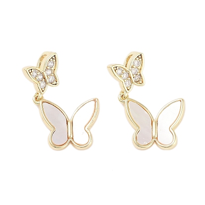 Латунные микропаве прозрачные подвески с фианитом, без кадмия, без никеля и без свинца, с оболочкой, бабочка