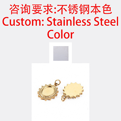 304 Stainless Steel Pendant Cabochon Settings, with Jump Rings, Oval