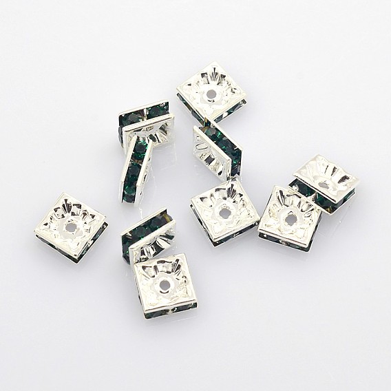 Латунные бусины разделители для поставки стразов, класс А, квадратный, без никеля , серебряные