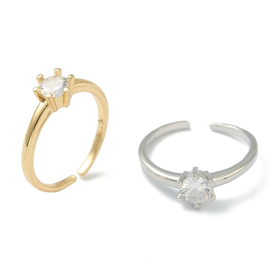 Регулируемые латунные кольца микро манжеты из прозрачного циркония, открытые солитерные кольца, пасьянс кольца