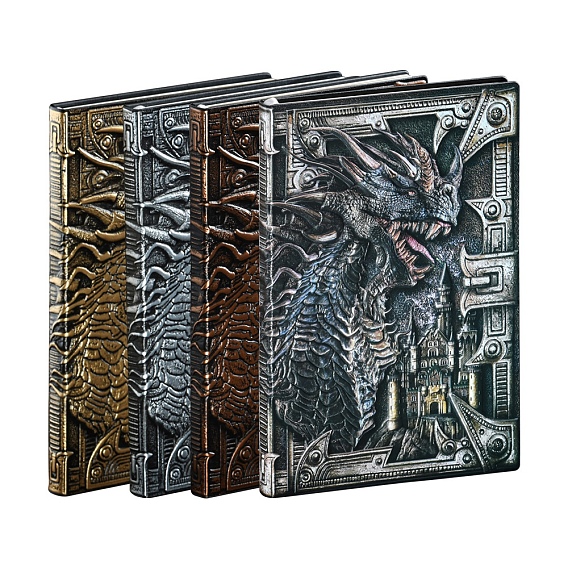 3D Embossed PU Leather Notebook, A5 Dragon Pattern Journal, for School Office Supplies