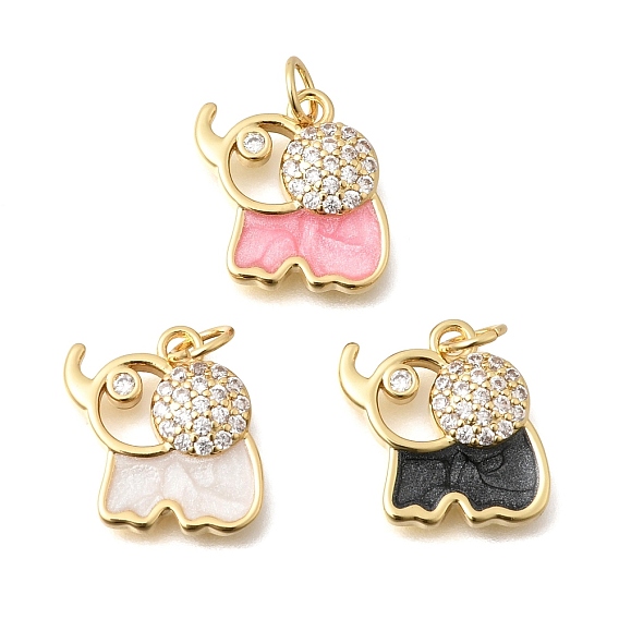 Латунные микропаве прозрачные подвески с фианитом, Слон прелести, с эмалью, без кадмия и без свинца, реальный 18 k позолоченный, стойки покрытие, долговечный