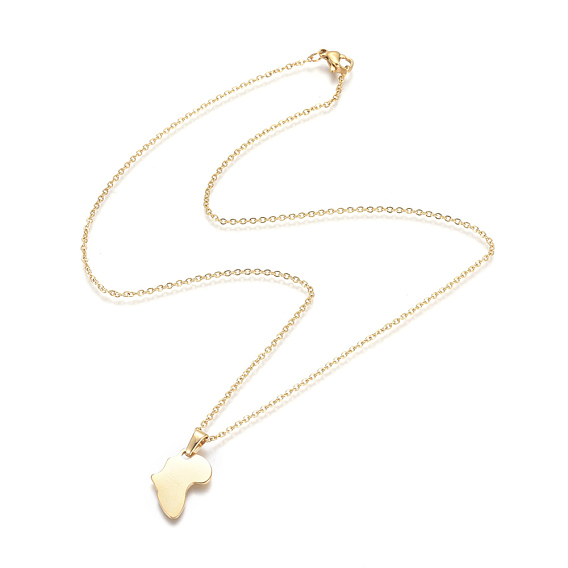 304 подвесные из нержавеющей стали ожерелья, с кабельными цепями и когтями омара застежками, Карта Африки