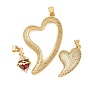 Латунные микро проложить кубического циркония подвески, стойки покрытие, долговечный, без свинца и без кадмия, шарма сердца, реальный 18 k позолоченный