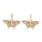 Латунные микро проложить кубического циркония подвески, без кадмия и без свинца, реальный 18 k позолоченный, бабочка