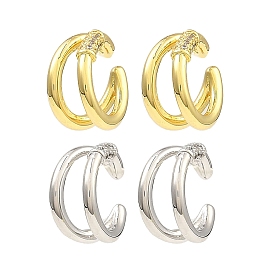 Латунные серьги-каффы с двойной линией и покрытием стойки, с кубического циркония, долговечный, без свинца и без кадмия