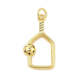 Rack Plating Brass Micro Pave Cubic Zirconia Pendants, Long-Lasting Plated, Lead Free & Cadmium Free, House with Ball