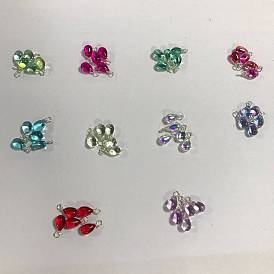 50Stk. 10 Farben Glasanhänger, Träne, mit silbernem Kupferdraht, Ton zwei