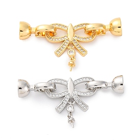 Латунное микропейв, прозрачный кубический цирконий, складные застежки, без кадмия, без никеля и без свинца, бантом