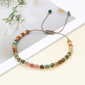 Vintage Colorful Gemstone Handmade Beaded Bracelet for Women with Unique Rope Design