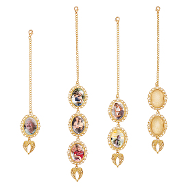 3сумки 3 стили наборы для самостоятельного изготовления овальных подвесных украшений из цинкового сплава, со стеклянными кабошонами 